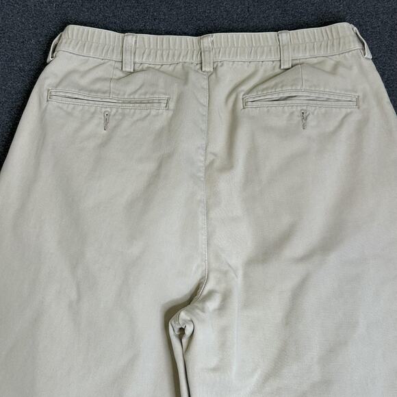 L.L. Bean Double L Comfort Waist Pants Mens 30x28 Beige Khaki Flannel Lined - Picture 5 of 12